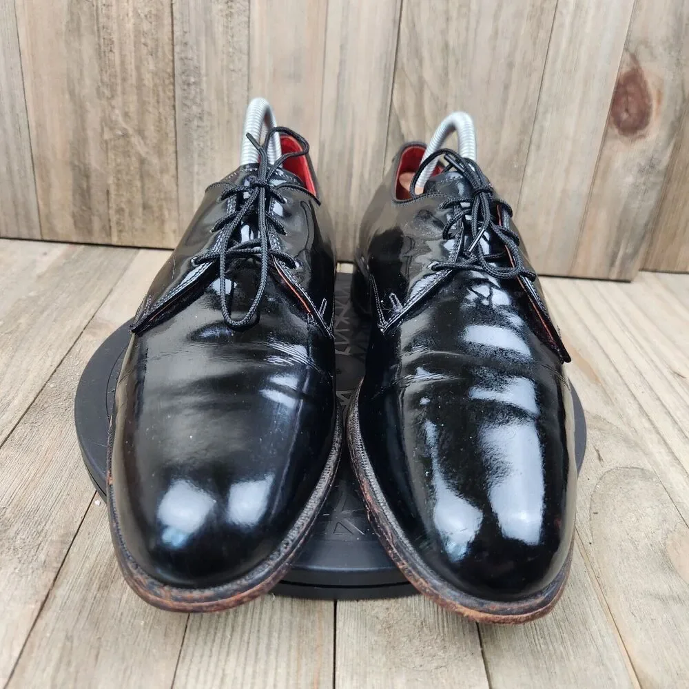 Mens Allen Edmonds Spencer‎ size 9 Black Patent Leather Oxford Dress Shoes